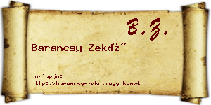 Barancsy Zekő névjegykártya